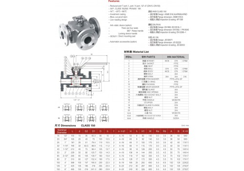 3/4 WAY BALL VALVE FLANGE END DIRECT MOUNTING PAD